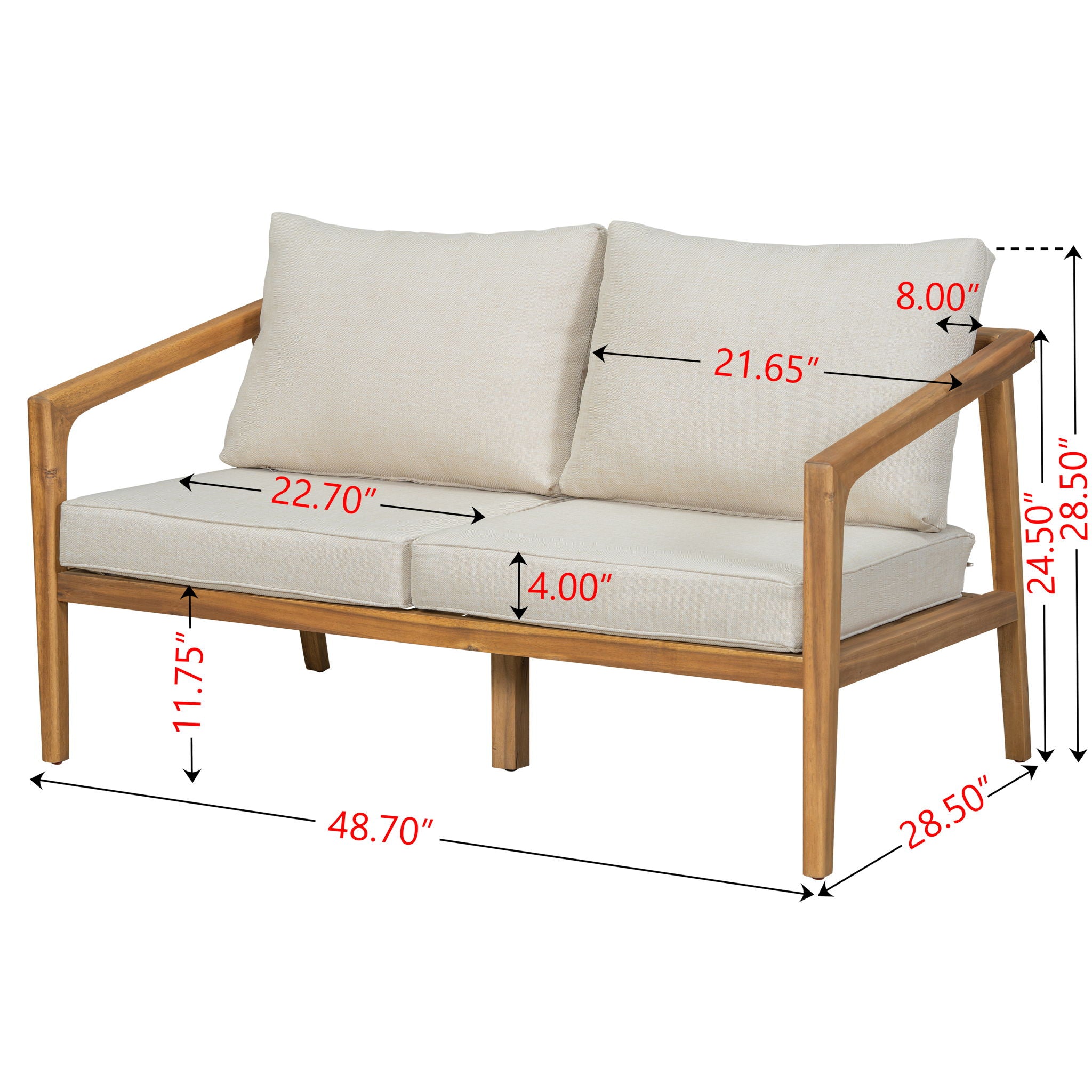 Westin - Outdoor Acacia Wood 4 Pieces Chat Set - Teak / Beige