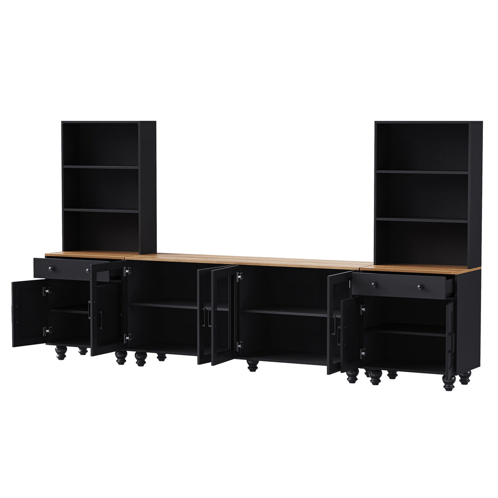 Farmhouse TV Stand With Solid Wood Gourd Shaped Legs For TVs Up To 70"