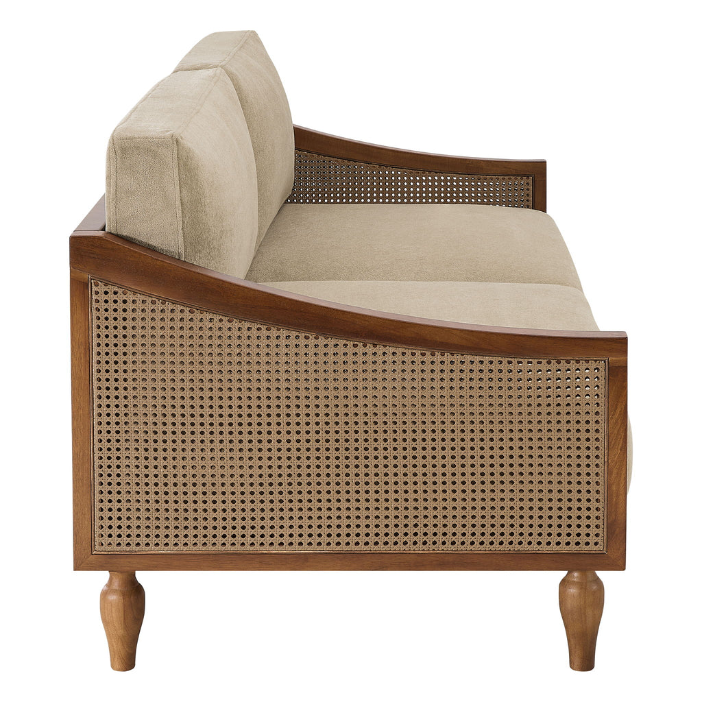 3 Seater Sofa With Rattan Armrests
