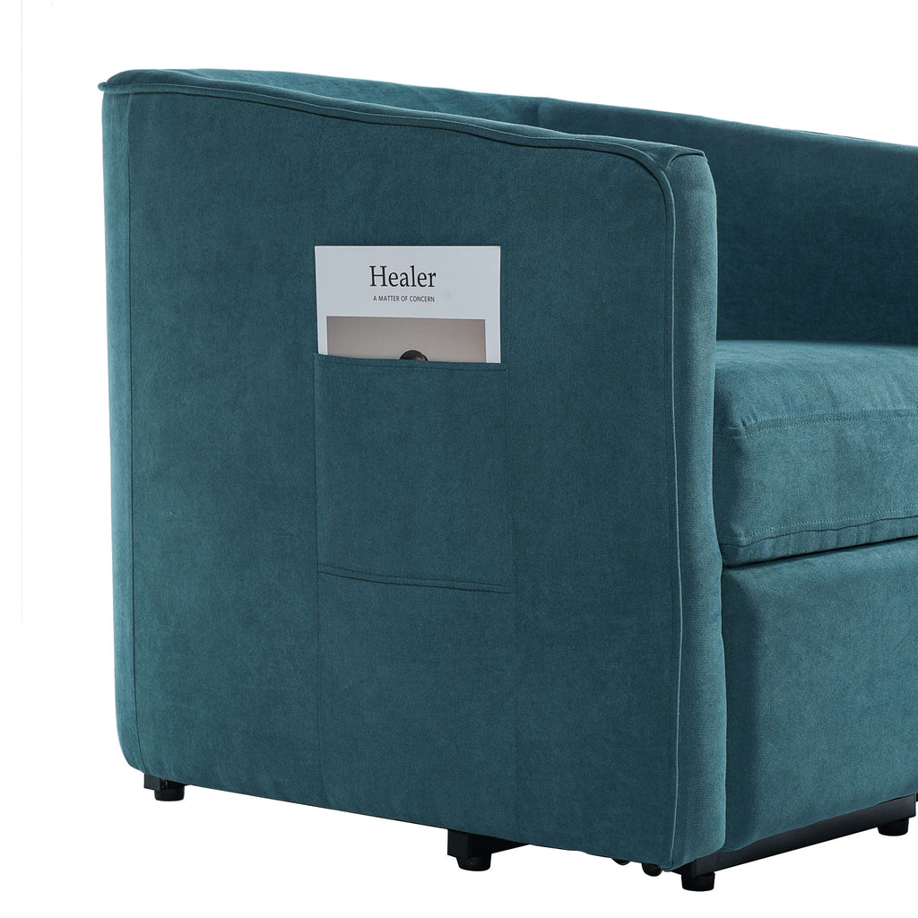 Power Lift Recliner Barrel Shape Reclining Chair With Footrest And Side Pocket