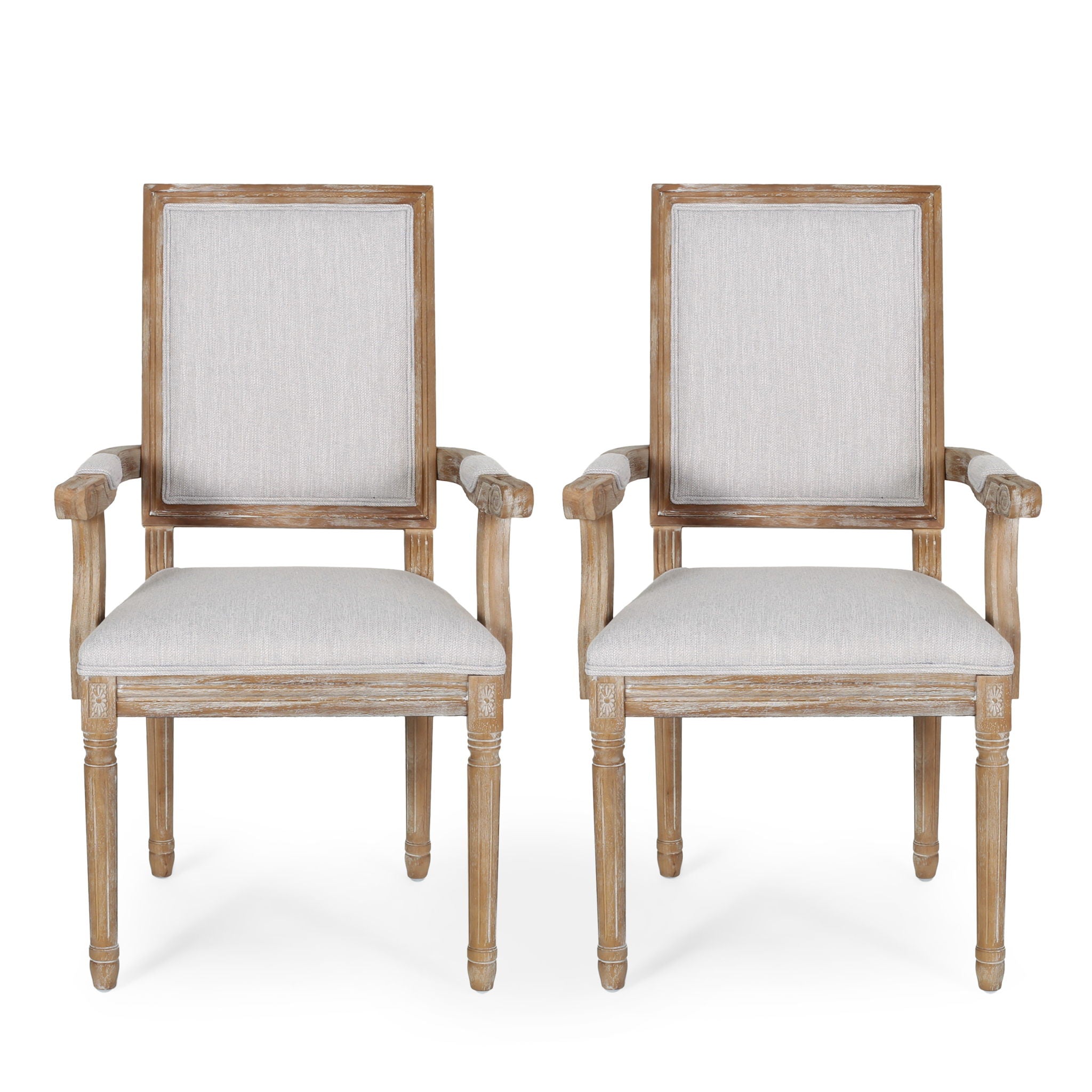 French Country Style Upholstered Dining Chair With Square Backrest