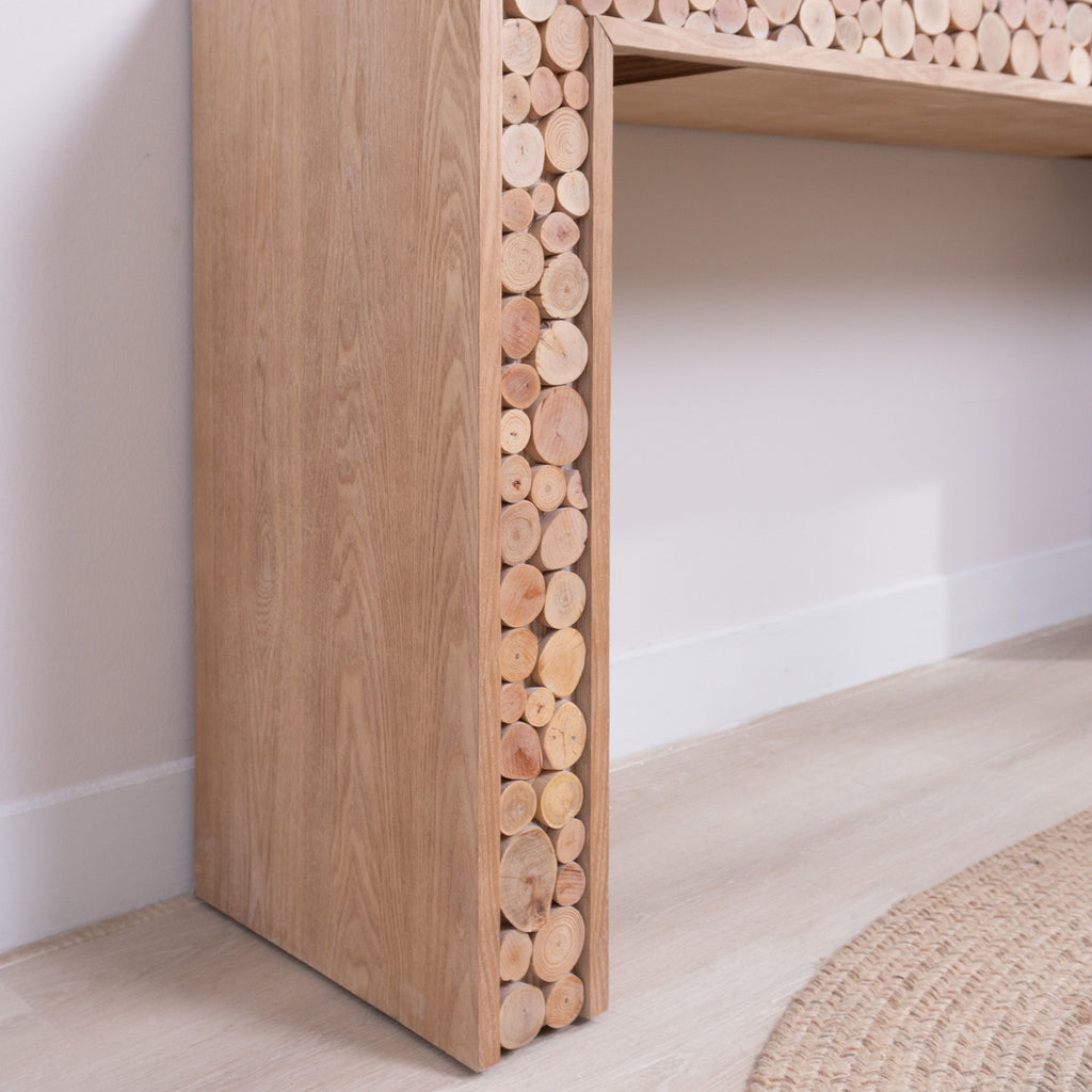Rustic Wood Console Table With Natural Log Accents, Entryway Table, Narrow Sofa Table, Hallway Accent Table, Modern Farmhouse Style - Natural