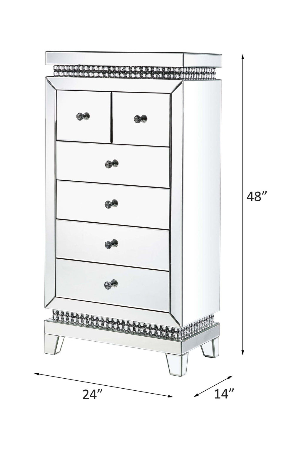 Lotus - Cabinet - Mirrored, Faux Ice Cube Crystals