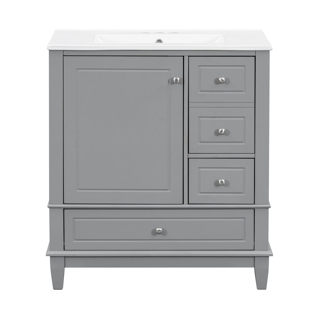 Freestanding Bathroom Vanity With Sink, Soft Close Door, 3 Drawers