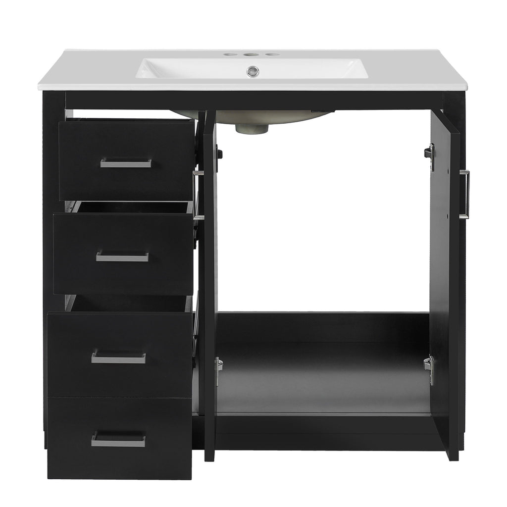 Bathroom Vanity With Sink Combo, Storage Cabinet, Freestanding Set With 3 Drawers & Soft Closing Doors