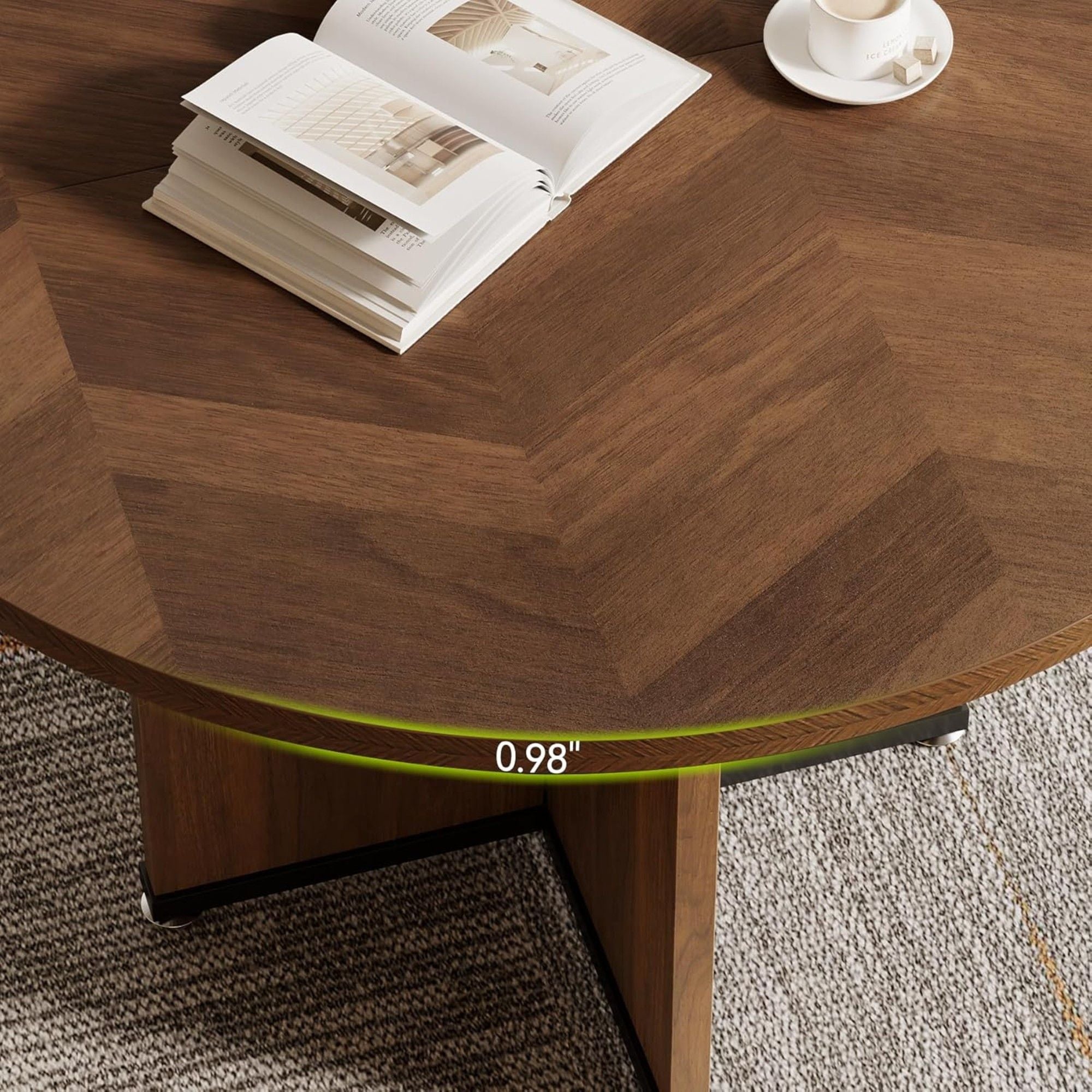 Round Conference Table With X Base - Dark Brown