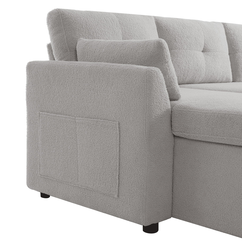 U-Shaped Sectional Sofa Bed With Storage And USB Ports