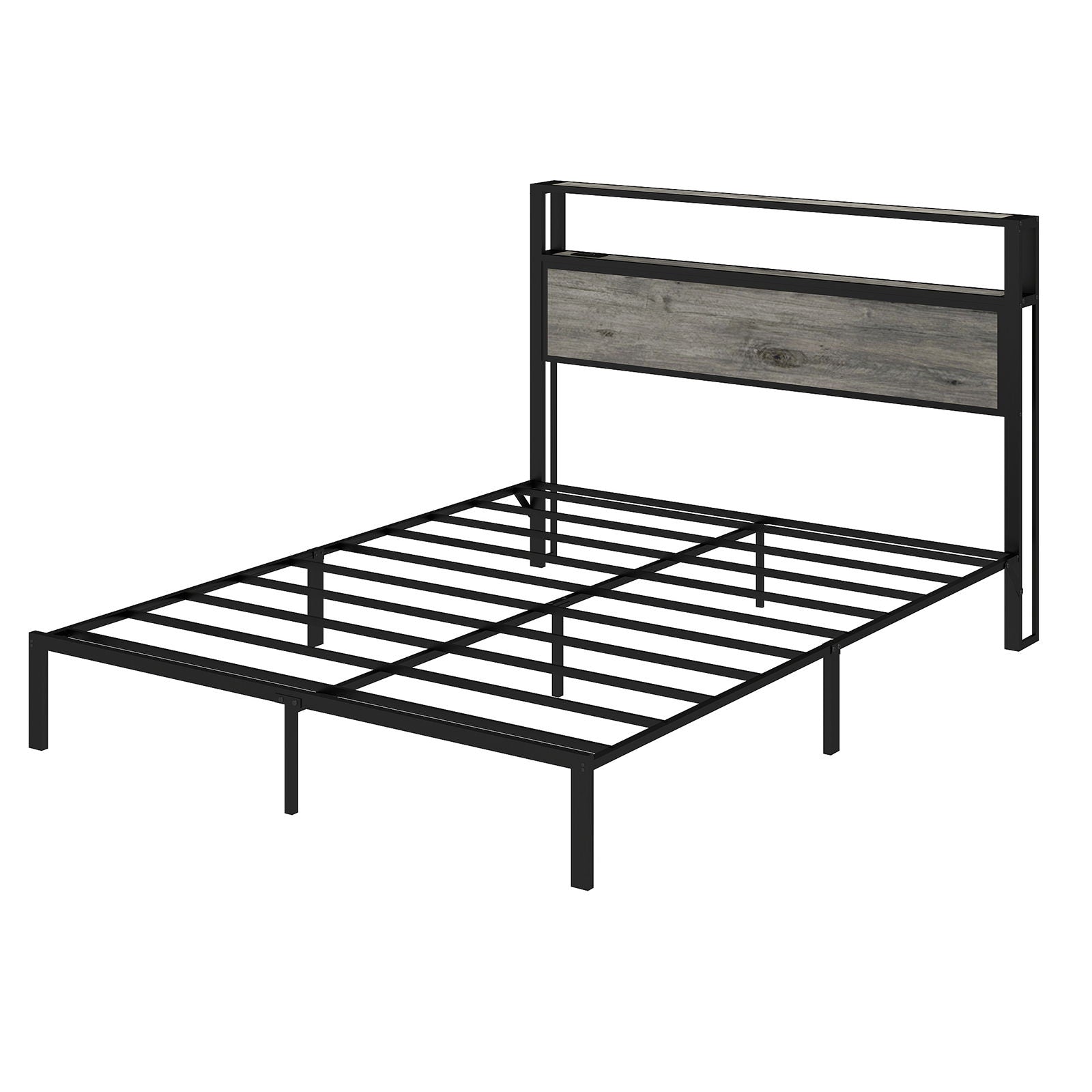 Bed Frame With Headboard, LED Lights & Charging Station
