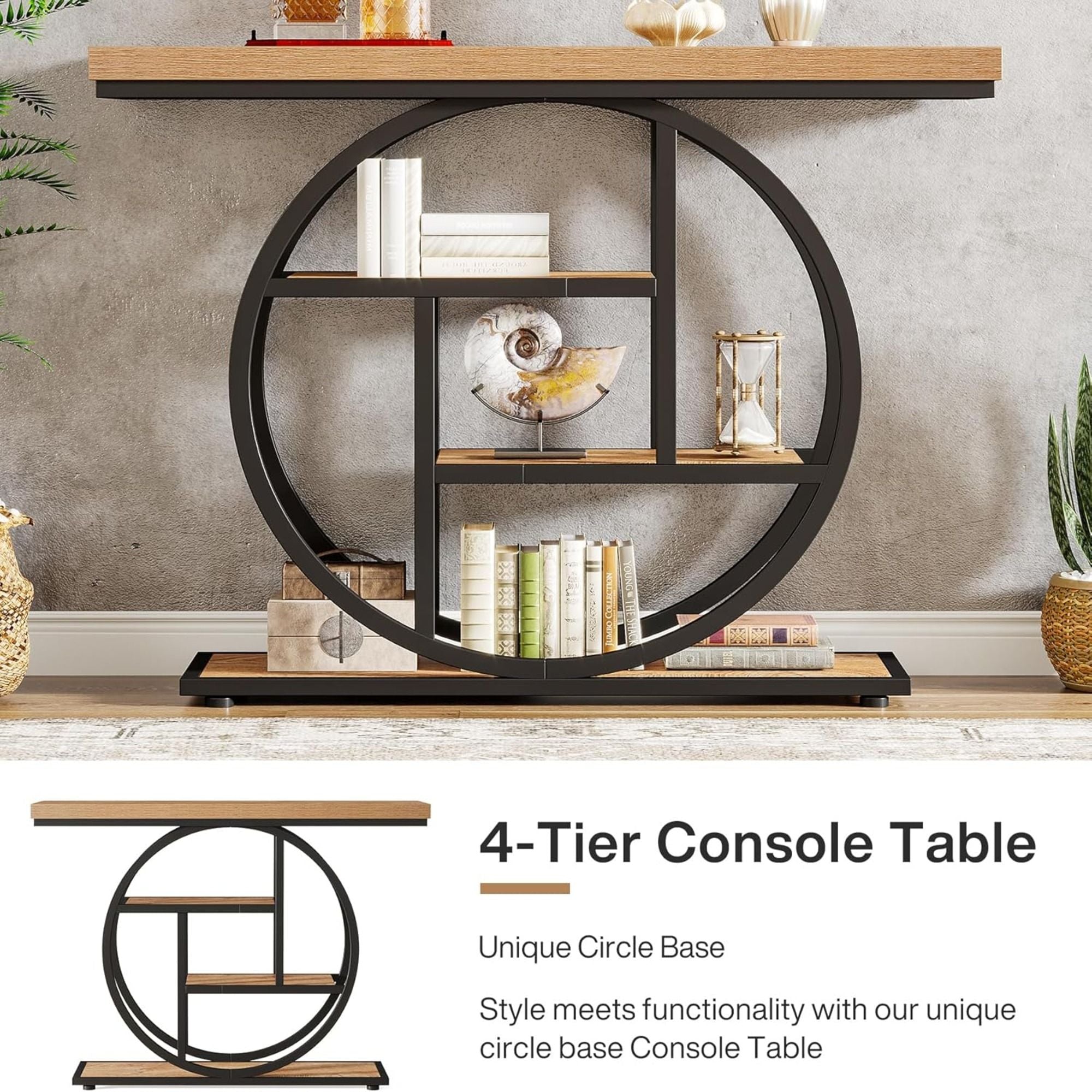 Console Table With 4 Tier Design For Living Hallway