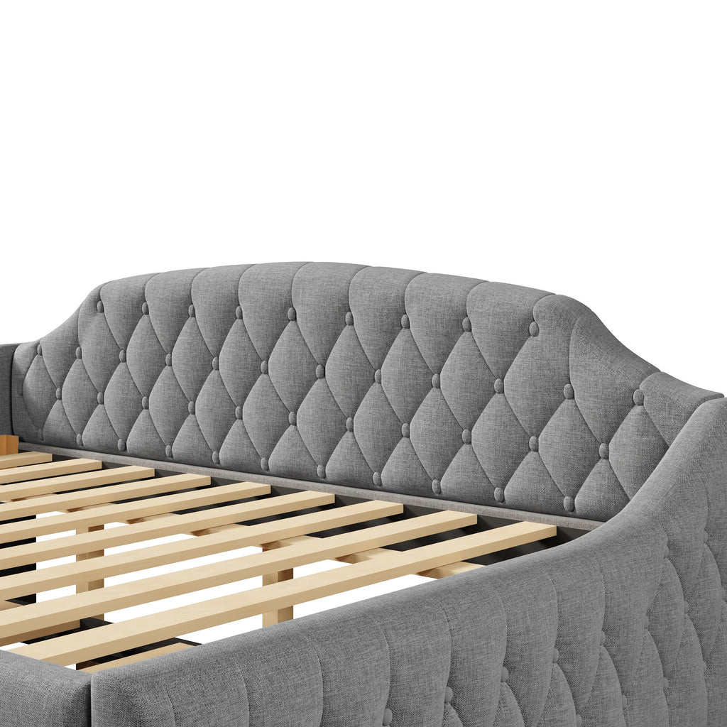 Upholstered Daybed With LED Belt, Trundle And 3 Drawers