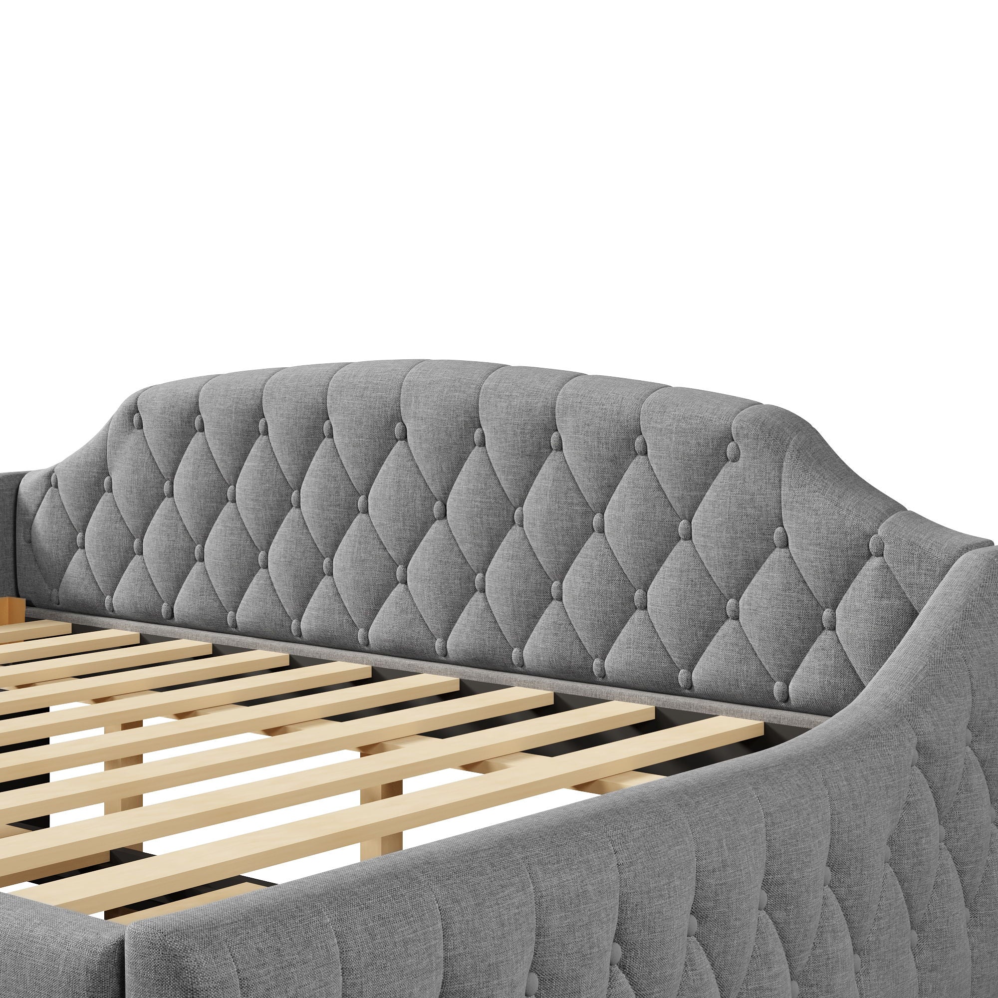 Upholstered Daybed With LED Belt, Trundle And 3 Drawers