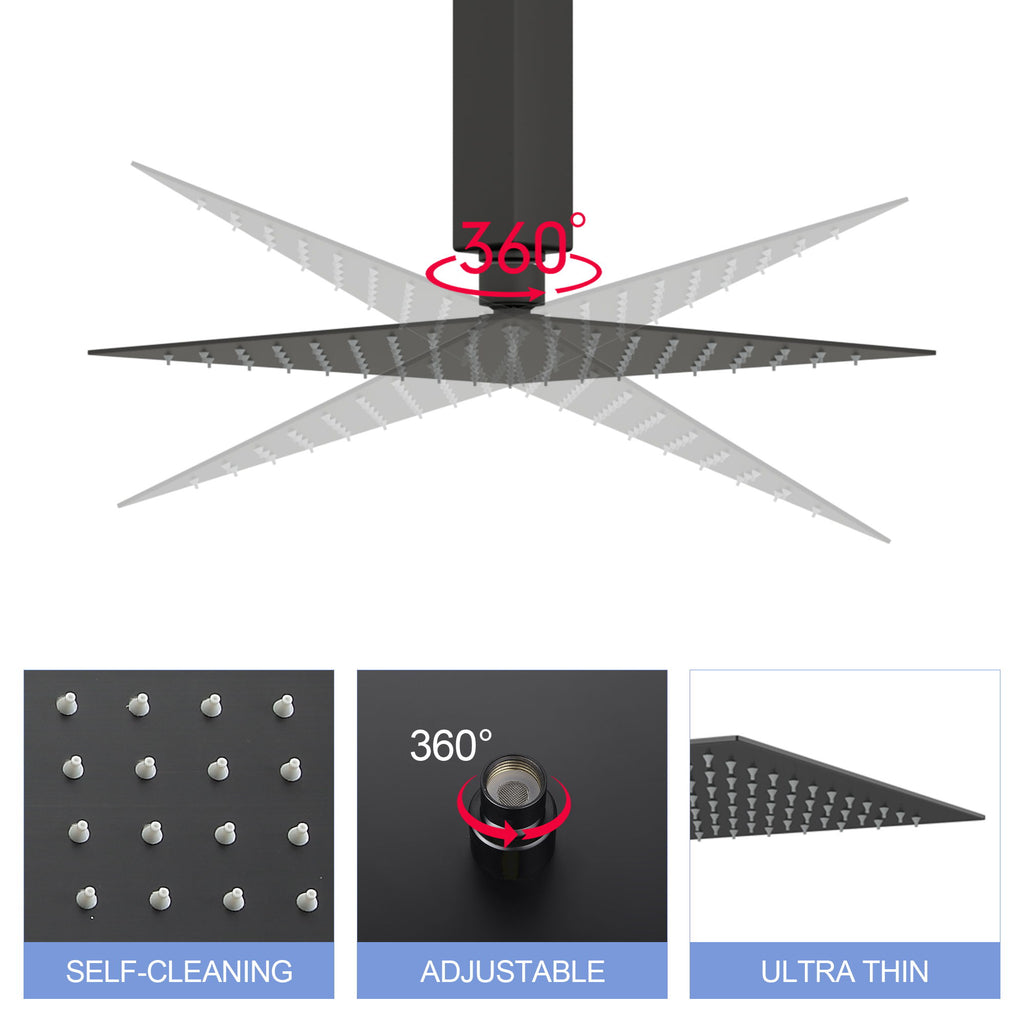 8" Square Rain Shower Head, Ceiling / Wall Mount Stainless Steel Bath Fixture
