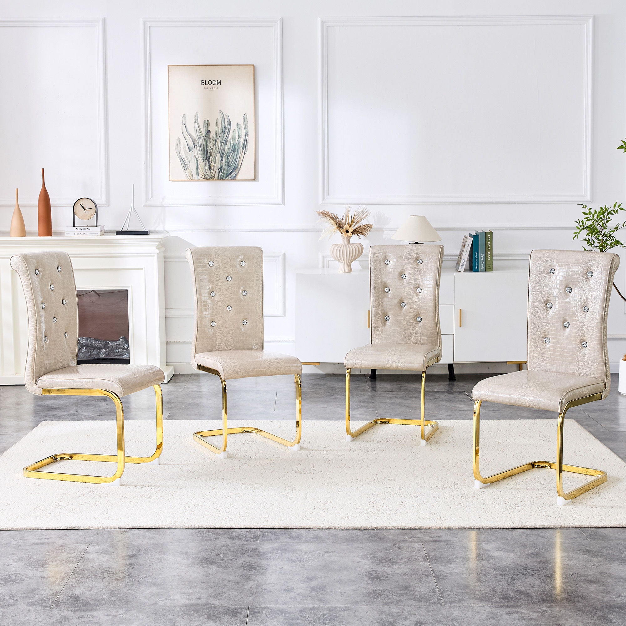 Elegant Design Alligator Skin Upholstered Dining Chairs
