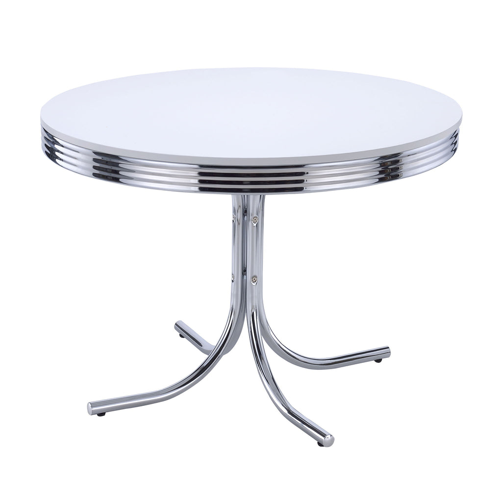 Marla - 5 Piece Dining Set With Round Table And Upholstered Chairs - White