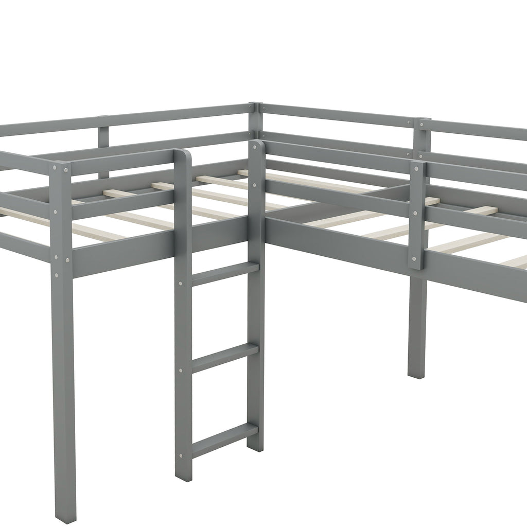 L Shaped Loft Bed With Ladder And Slide