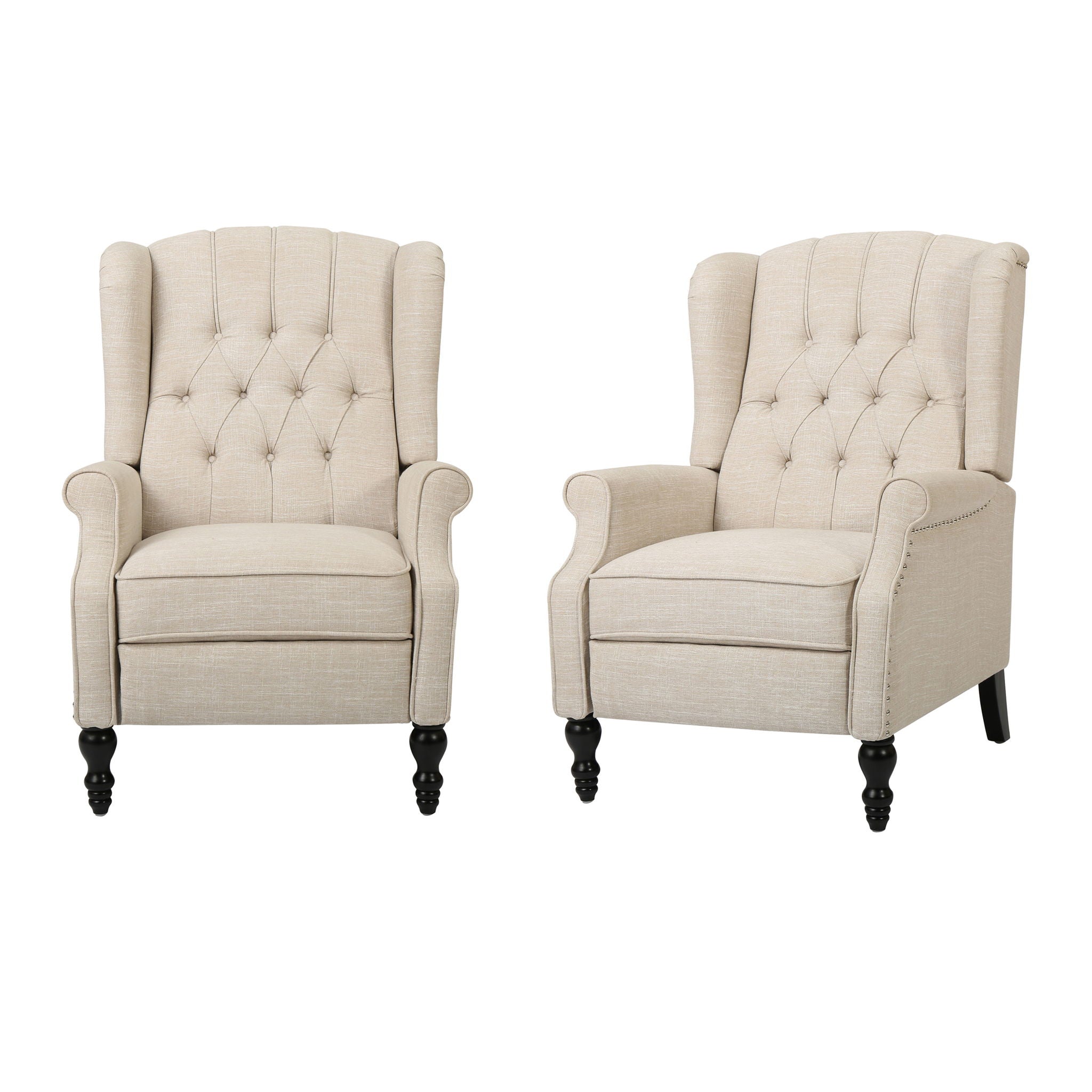 Armchair Recliner With Pushback Mechanism And Wingback Design