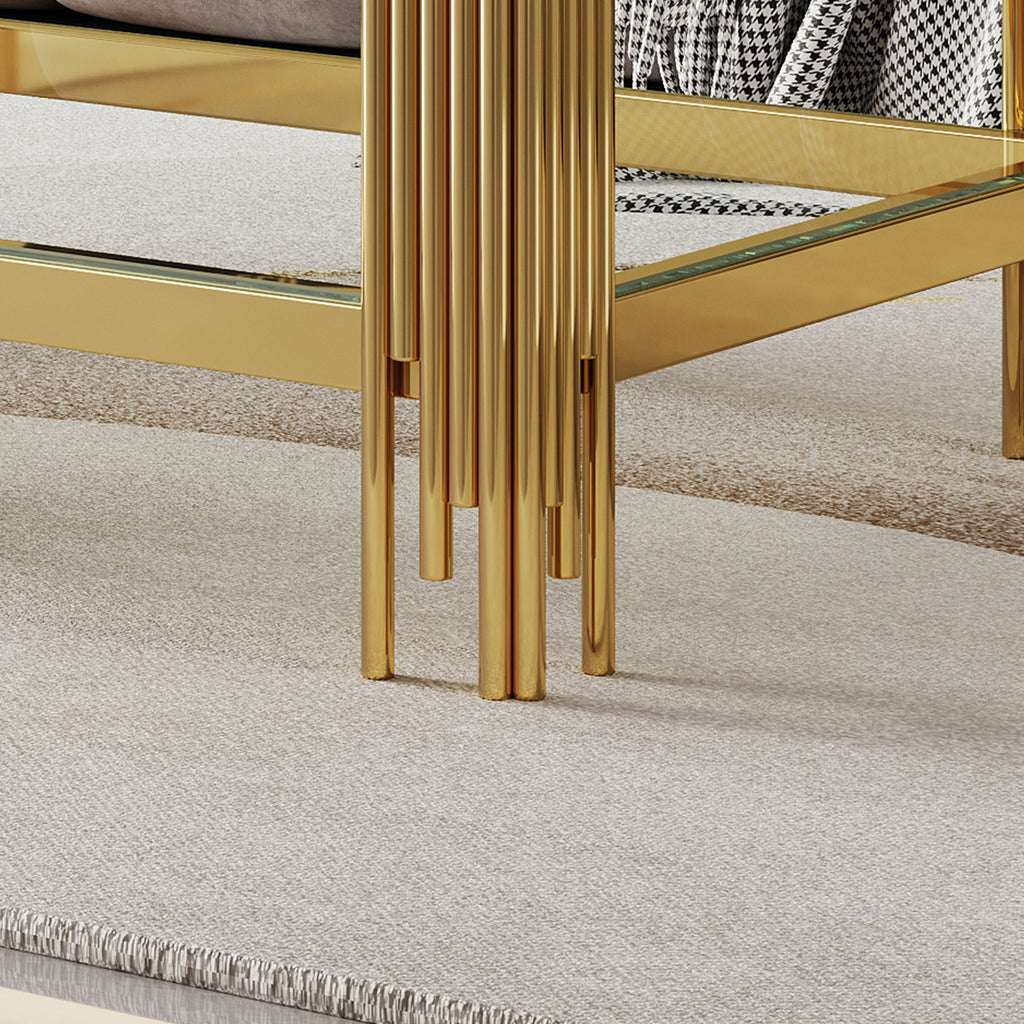 Coffee Table With Double Tier, Rectangular Design - Gold