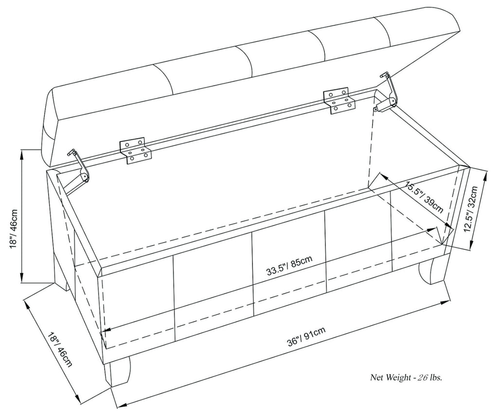 Dover - Upholstered Storage Ottoman Bench