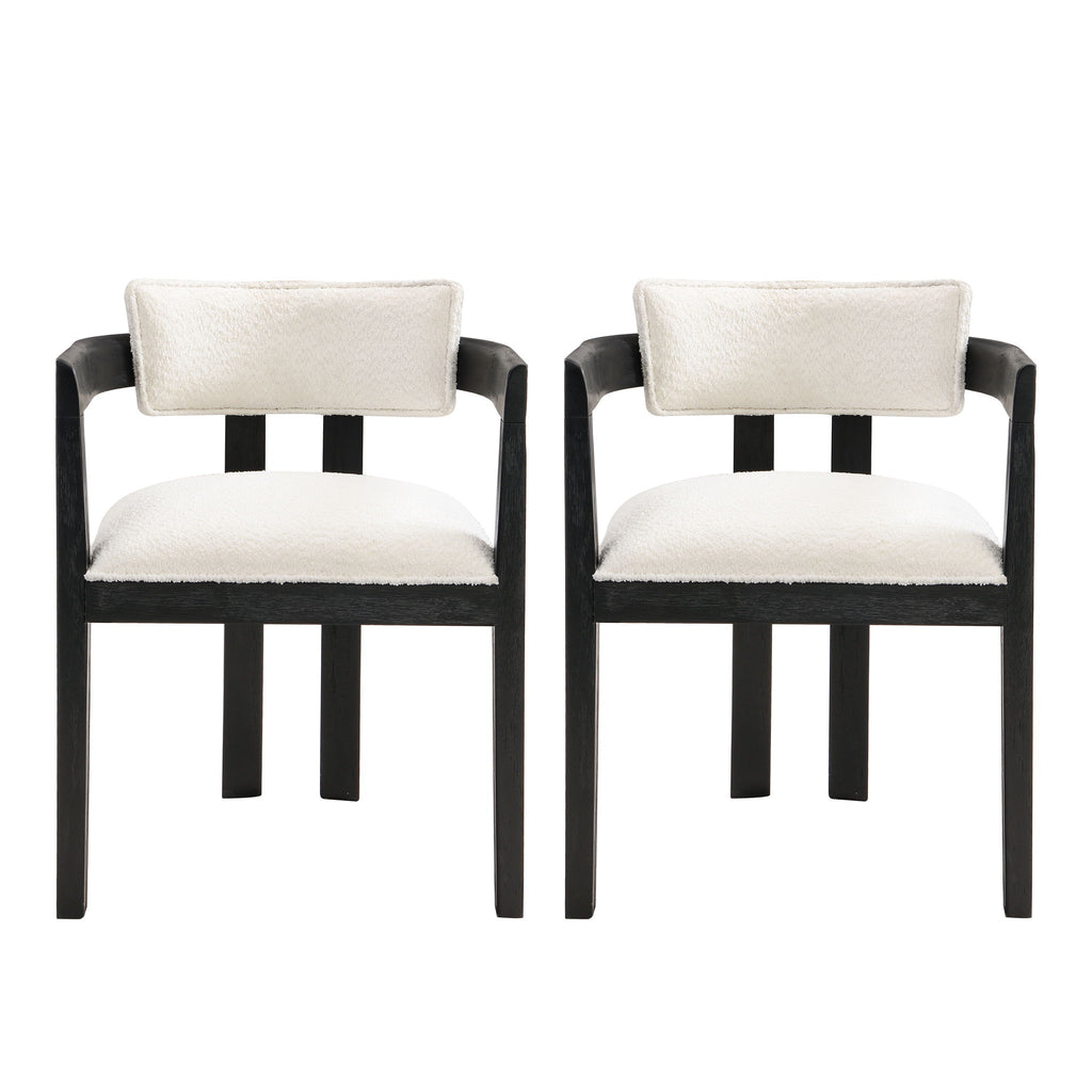 Modern Boucle Fabric Dining Chair With Armrest