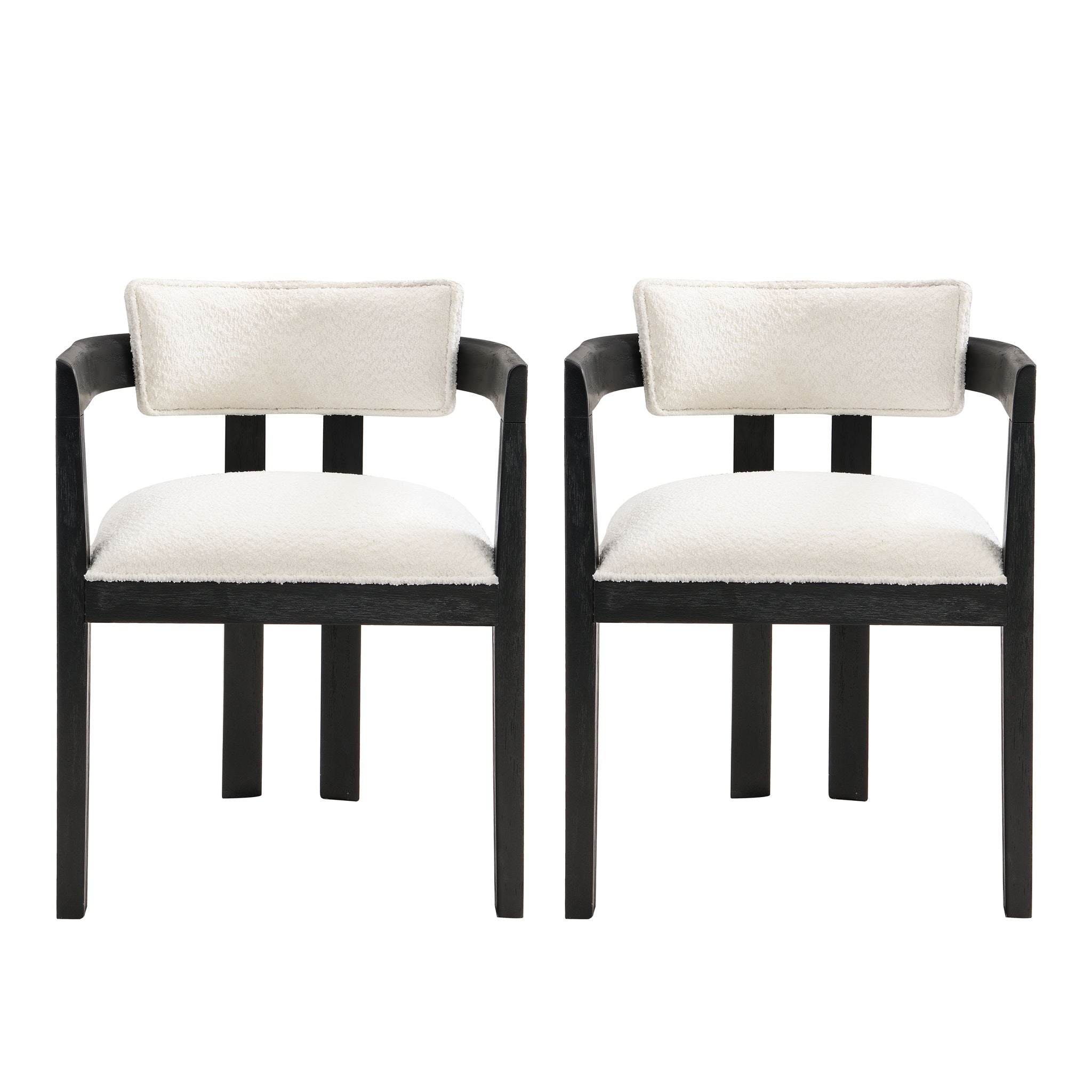 Modern Boucle Fabric Dining Chair With Armrest