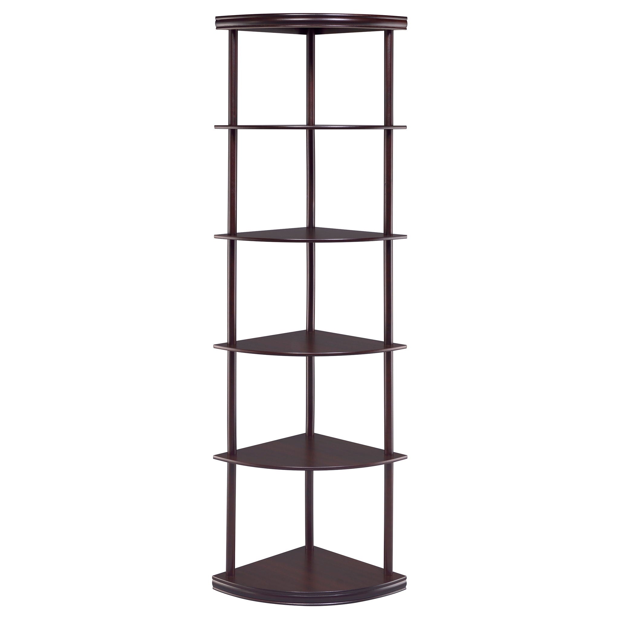 Corner Bookcase With 5 Shelves, Compact Design For Living Room - Cappuccino