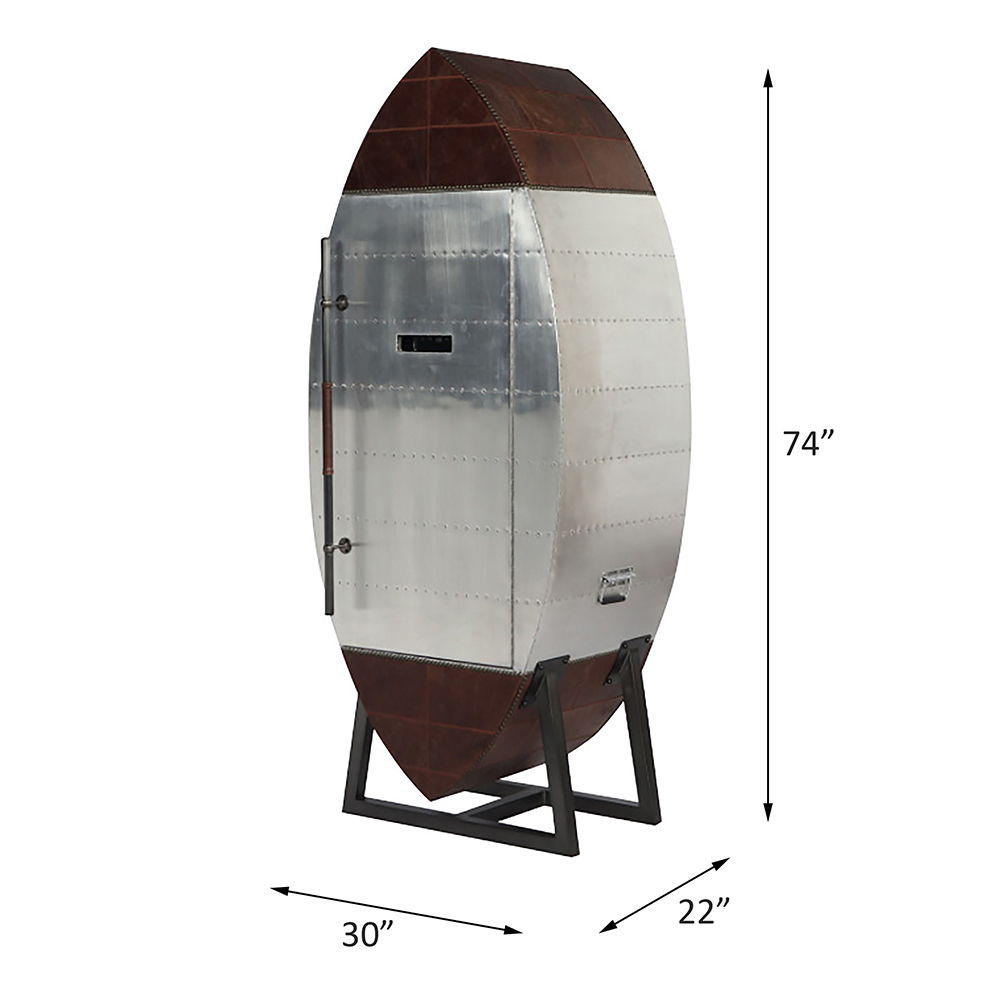 Brancaster - Wine Cooler - Retro Brown Top Grain Leather & Aluminum