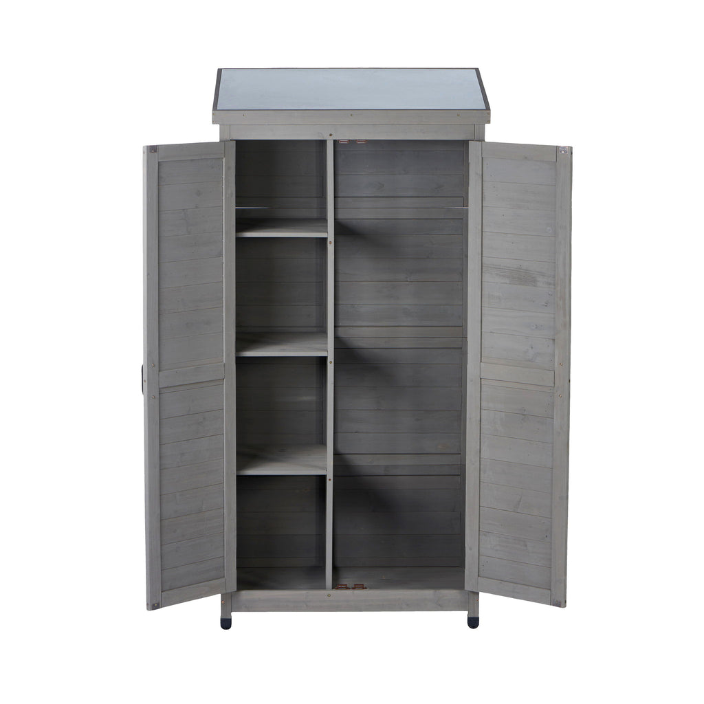 Outdoor Storage Shed With Vertical Tool Cabinet For Backyard