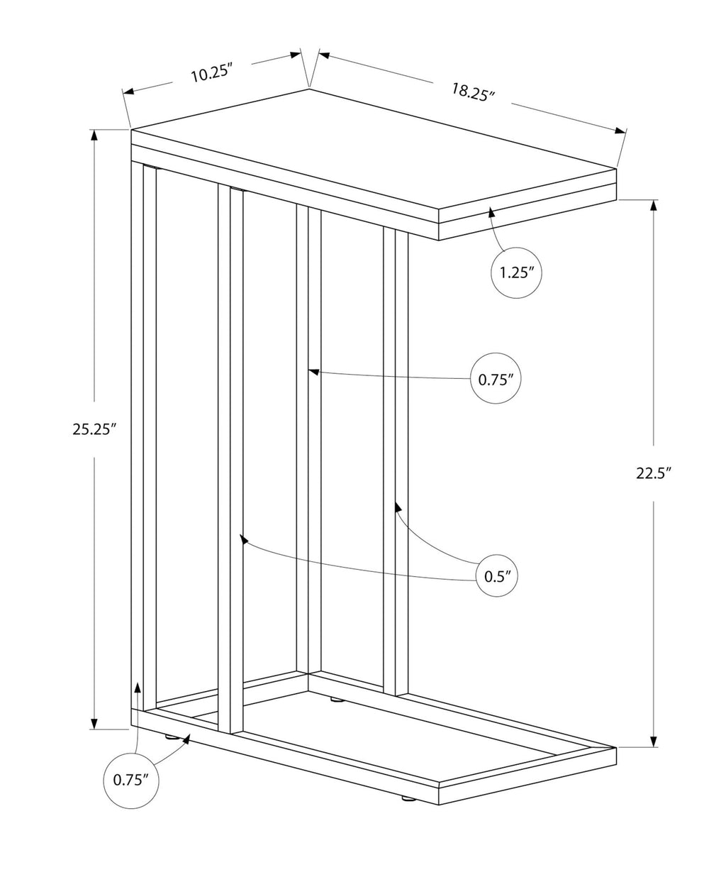 C-Shaped Accent Table For Living Room