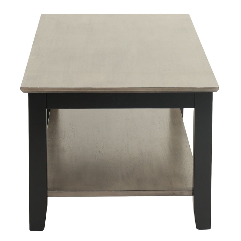 3 Piece Table Set With Open Shelf Storage, Includes Coffee, End & Console Table - Black / Black / Gray / Gray