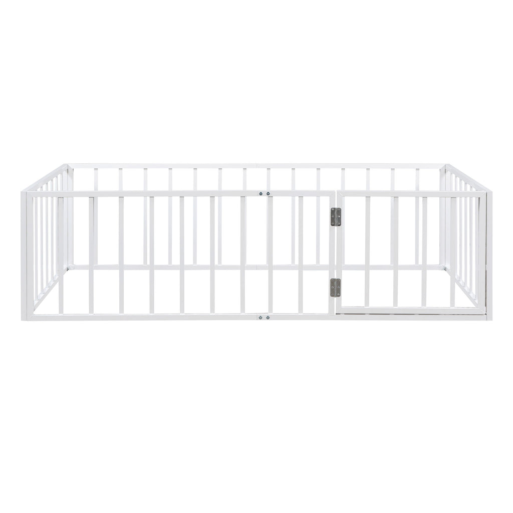 Metal Floor Bed Frame With Fence And Door