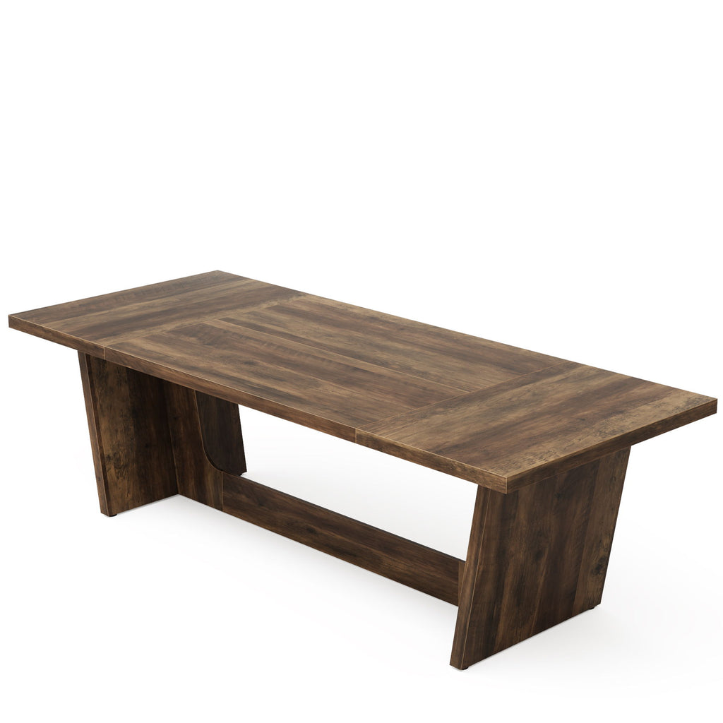 Executive Desk For Home Office, Computer Table With Pedestal, Large Writing Workstation - Brown