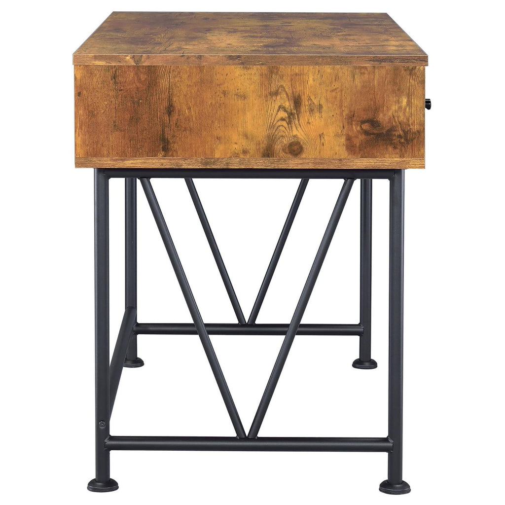 3 Drawer Writing Desk With Handles - Brown