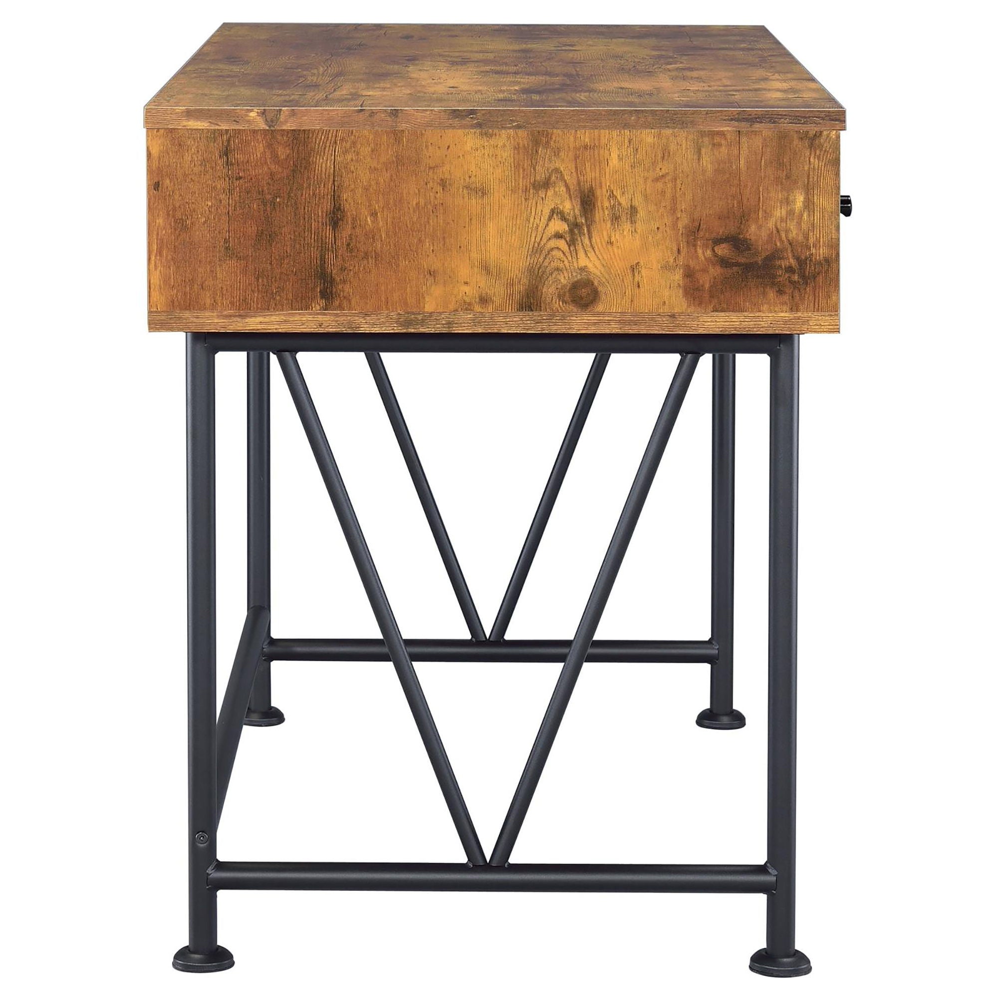 3 Drawer Writing Desk With Handles - Brown