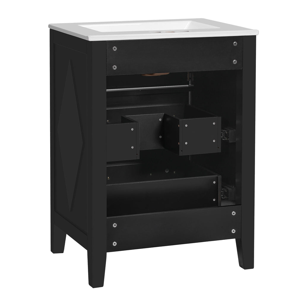Bathroom Vanity With Sink, Free Standing Single Set, 3 Drawer Storage Cabinet