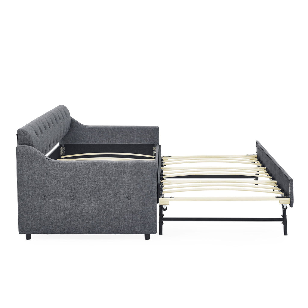 Size Upholstered Daybed With Trundle And USB Charging Armrest
