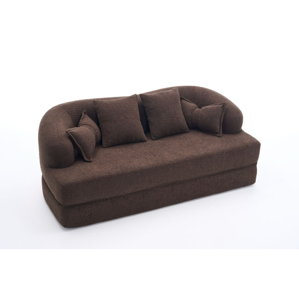 Foldable Sofa Bed, Boneless Couch Convertible Sleeper With 4 Pillows