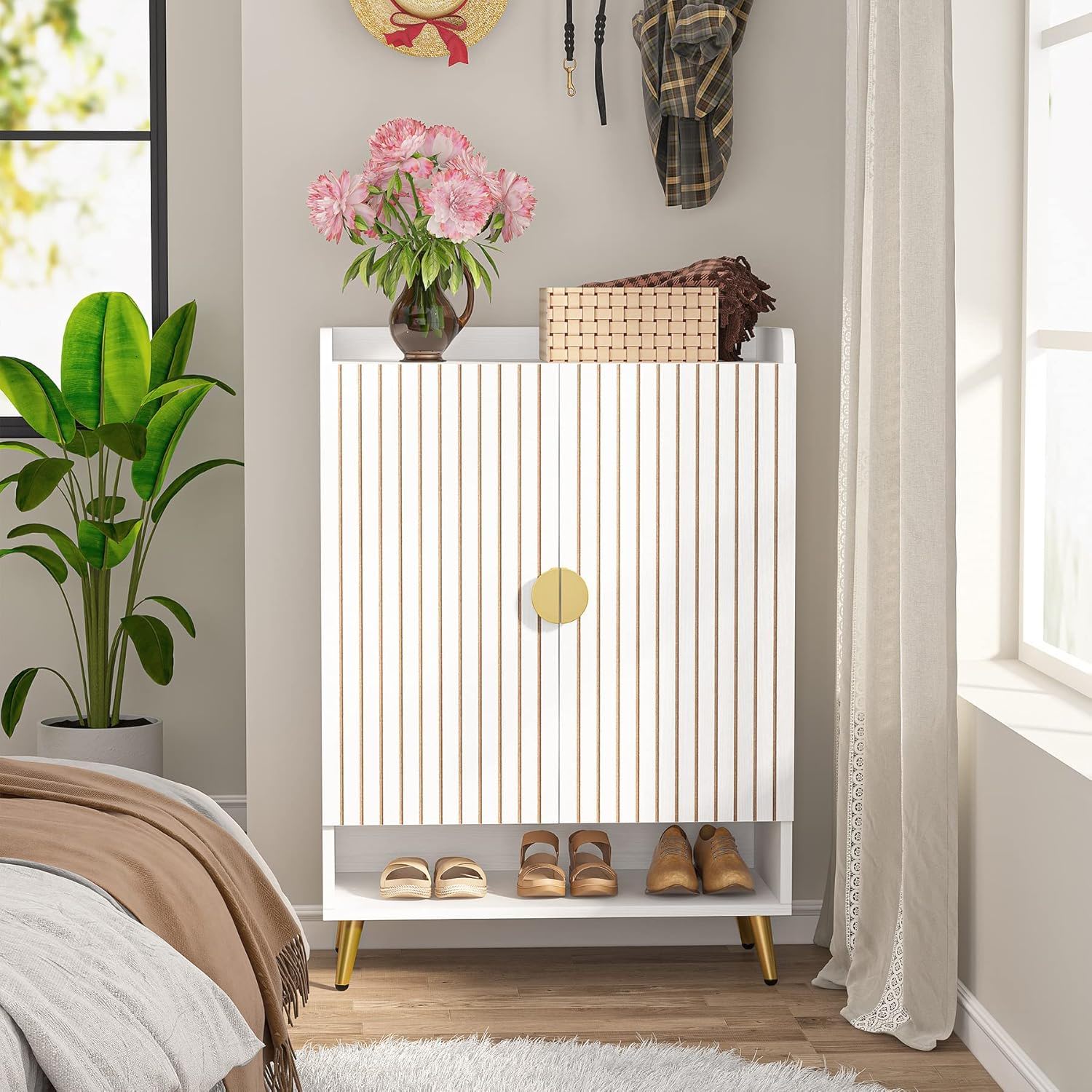 Shoe Cabinet With Doors, 7 Tier Storage Organizer