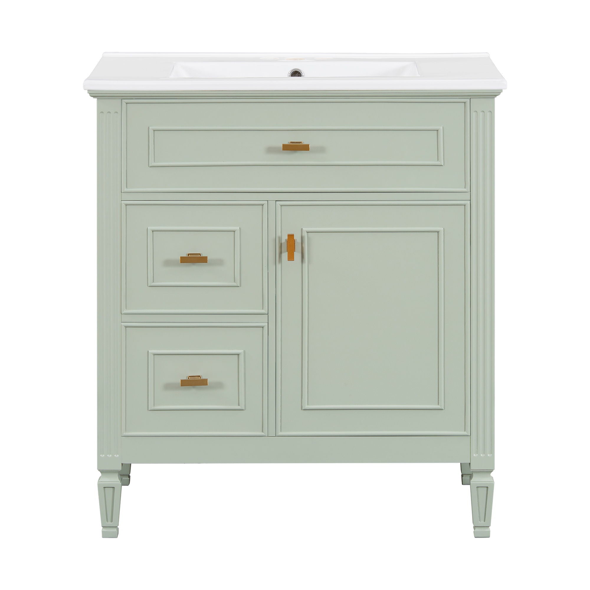 Modern Bathroom Vanity With Sink, 1 Flip Drawer And 2 Drawers, Adjustable Shelf