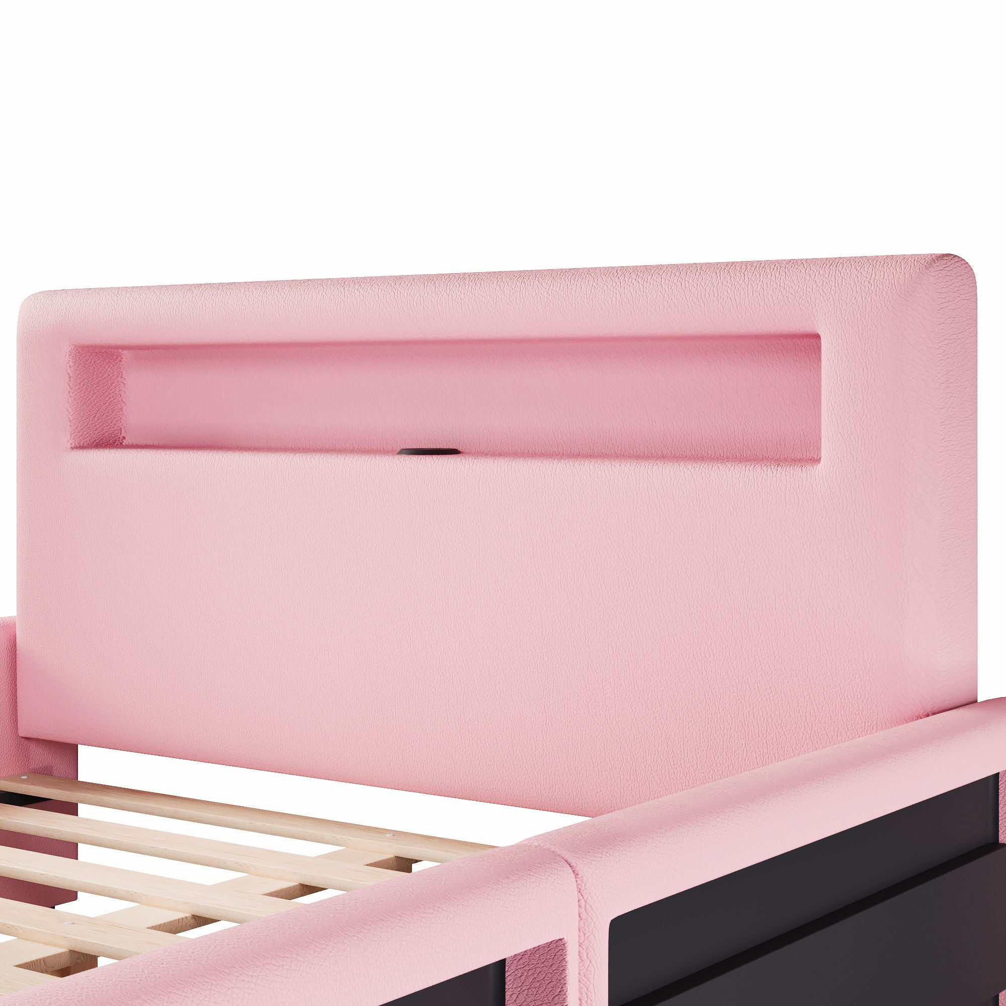 Upholstered Platform Bed With Drawer, LED Light Strip, USB Port