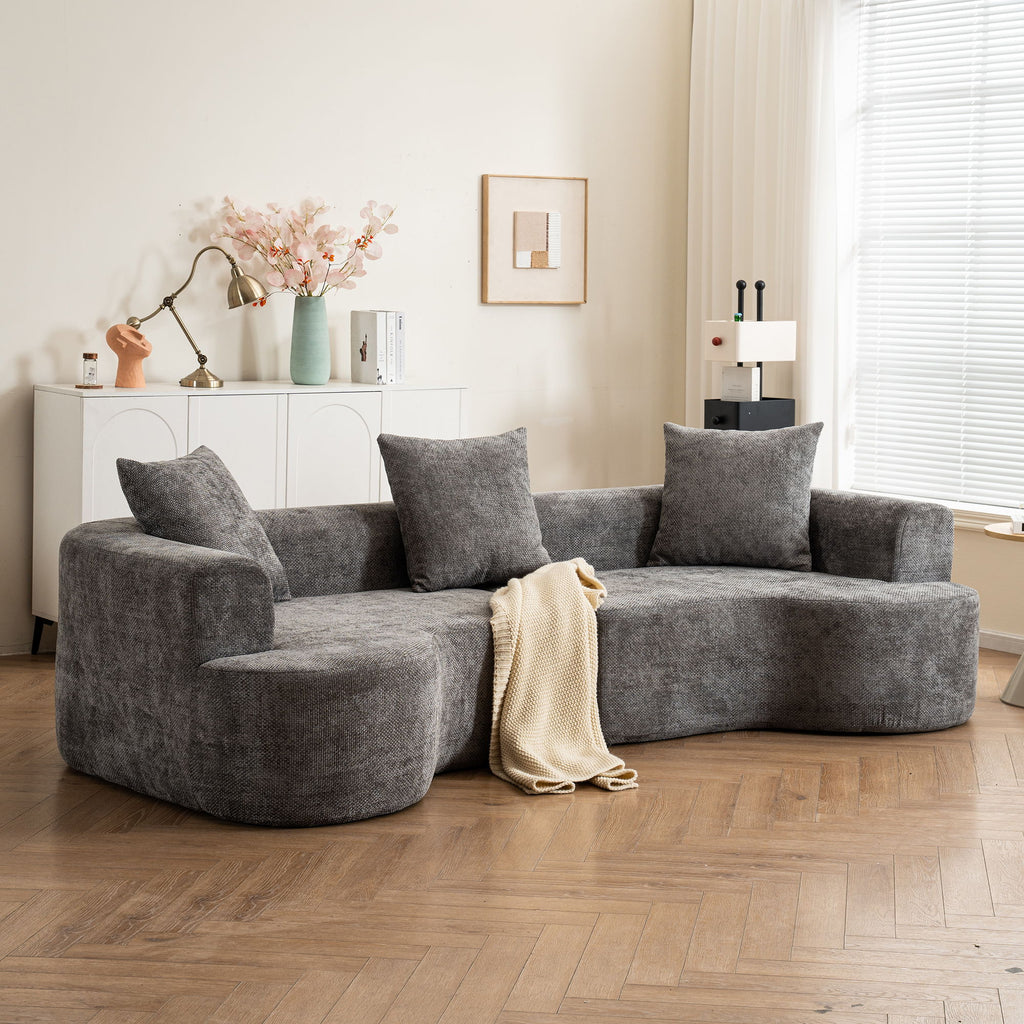 Modern Style Ultra Smooth Curved Sofa With 3 Pillows