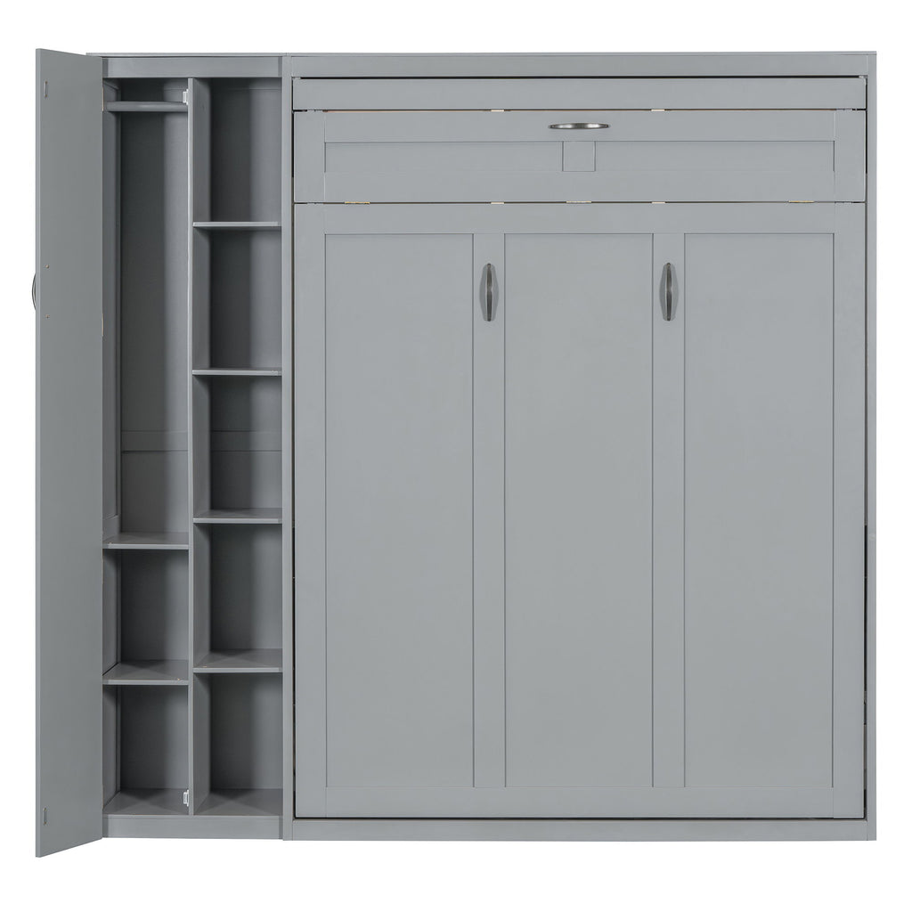 Murphy Wall Bed With Shelves, Wardrobe And LED Lights