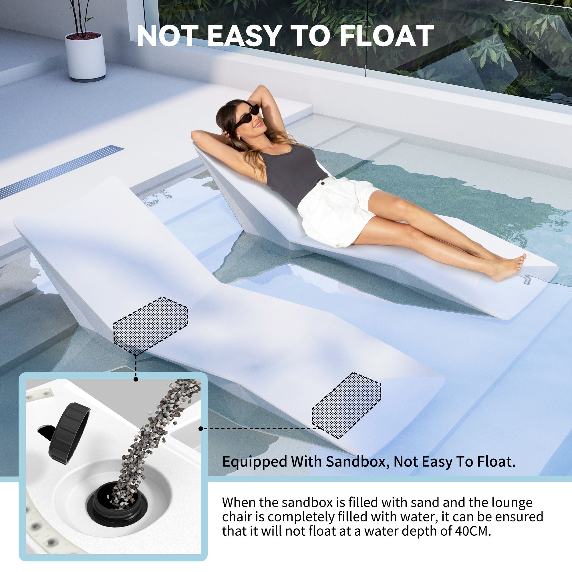 S - Shaped Pool Lounger, Ergonomic Design