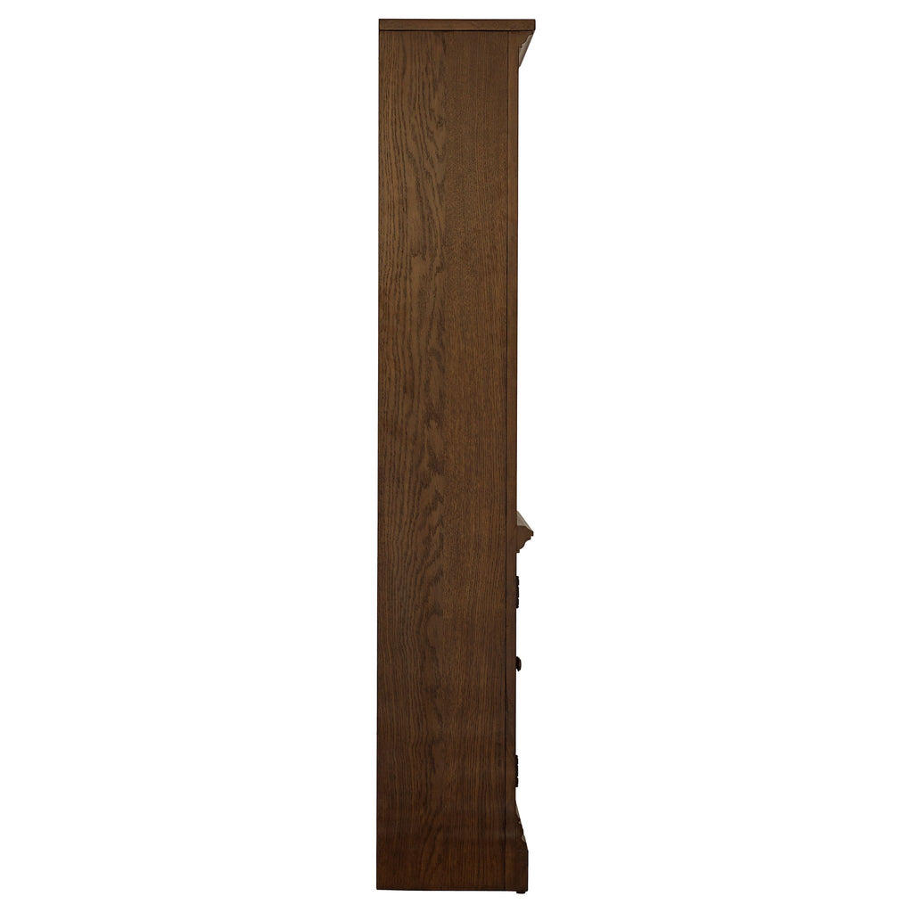 Stigham - Bookcase With 2 Door Cabinet, Adjustable Shelves, Cable Management - Oak