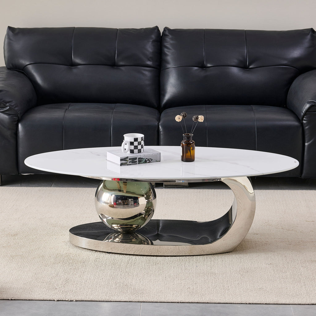 Oval Coffee Table With Geometric Precision