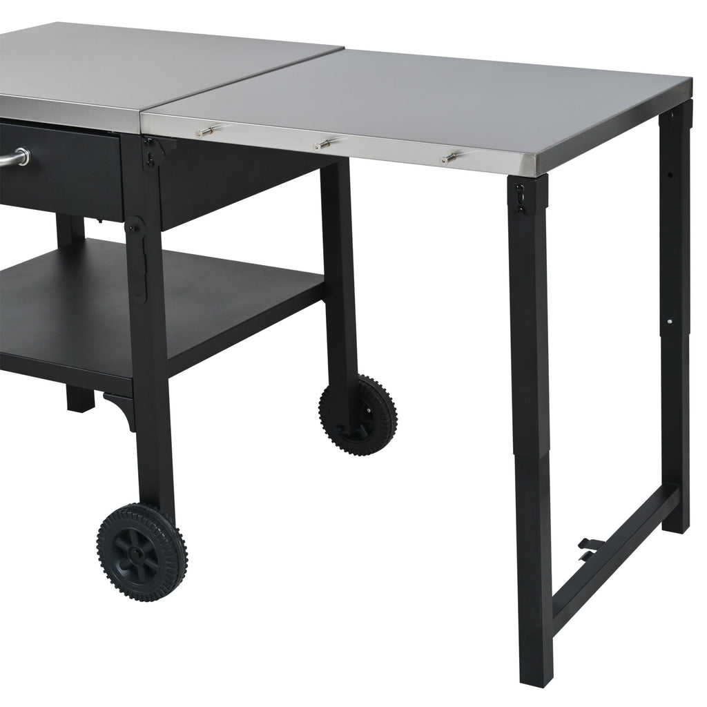 Foldable Outdoor Kitchen Cart With Storage For Patio