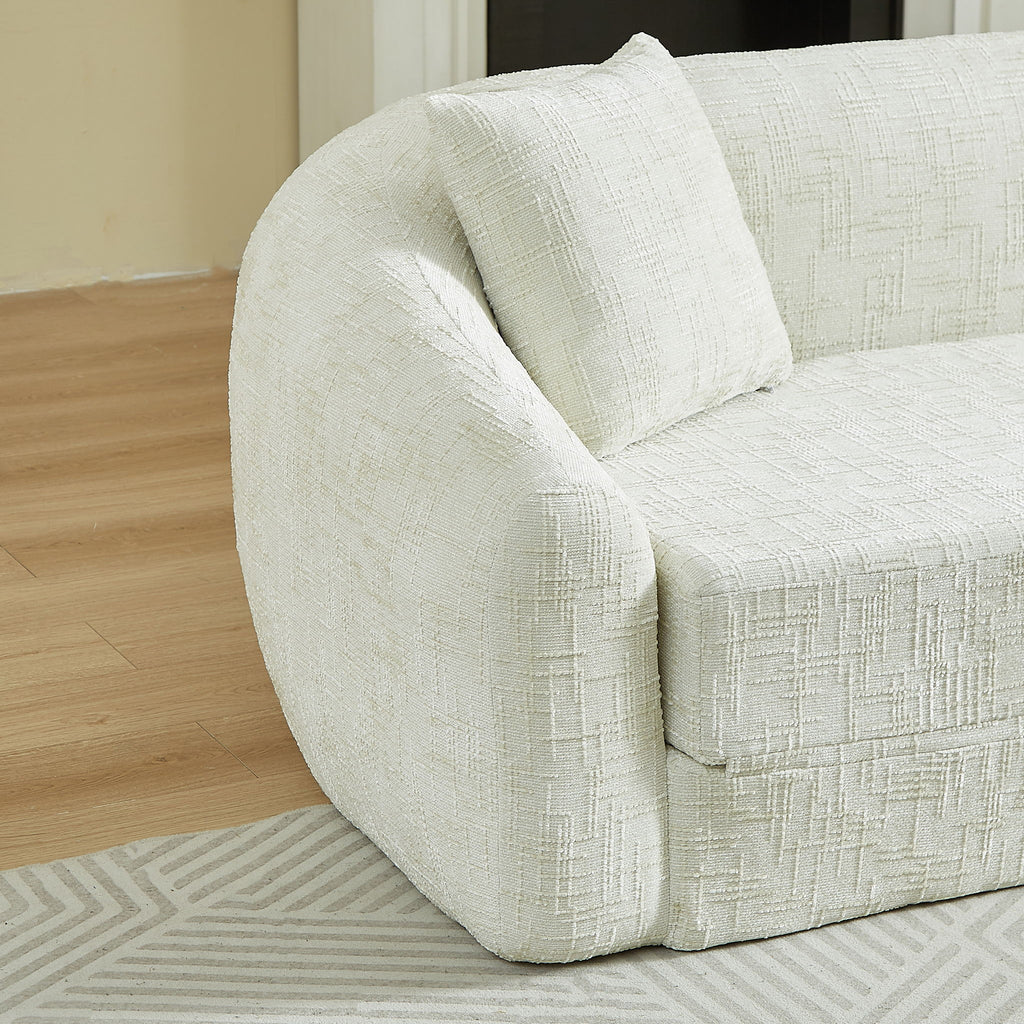 Curved Convertible Sofa, 2 In 1 Fold Out Bed With Pull Out Base And Deep Seat
