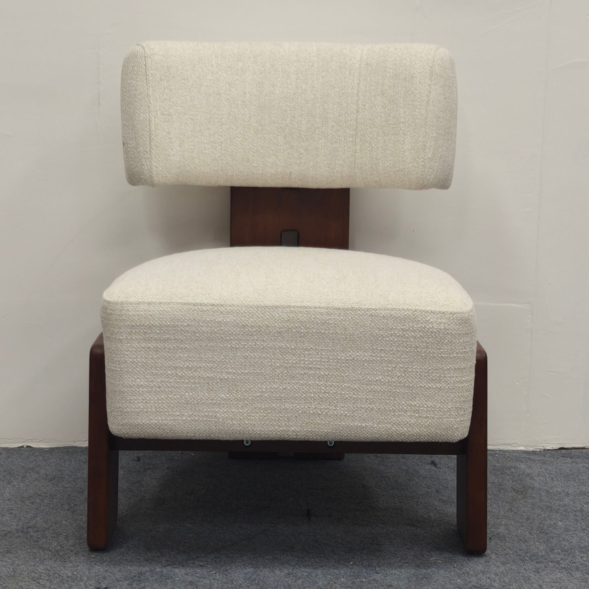 Geometric Armless Accent Chair - Beige / Brown