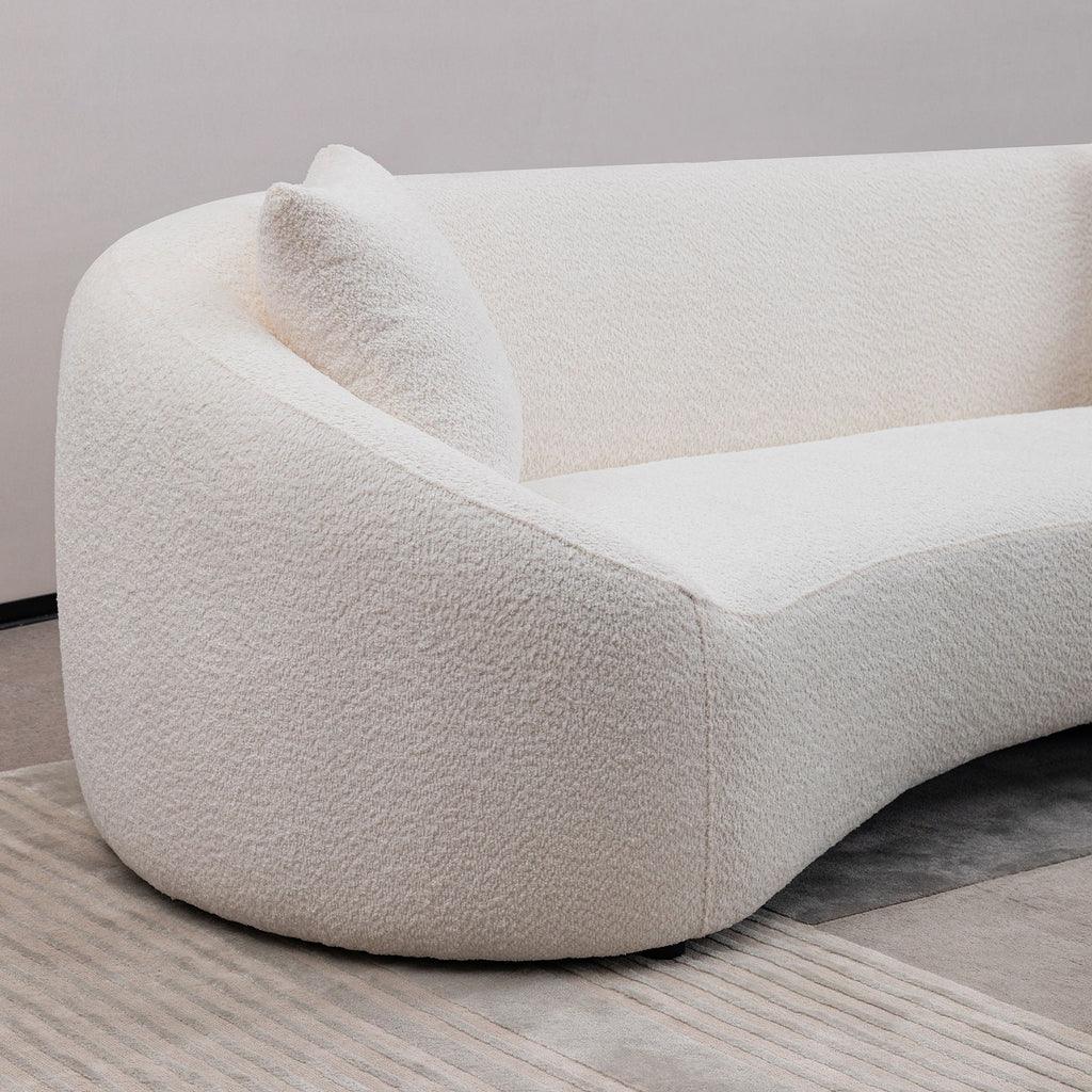 Curved 3 Seater Sofa For Living Room - White