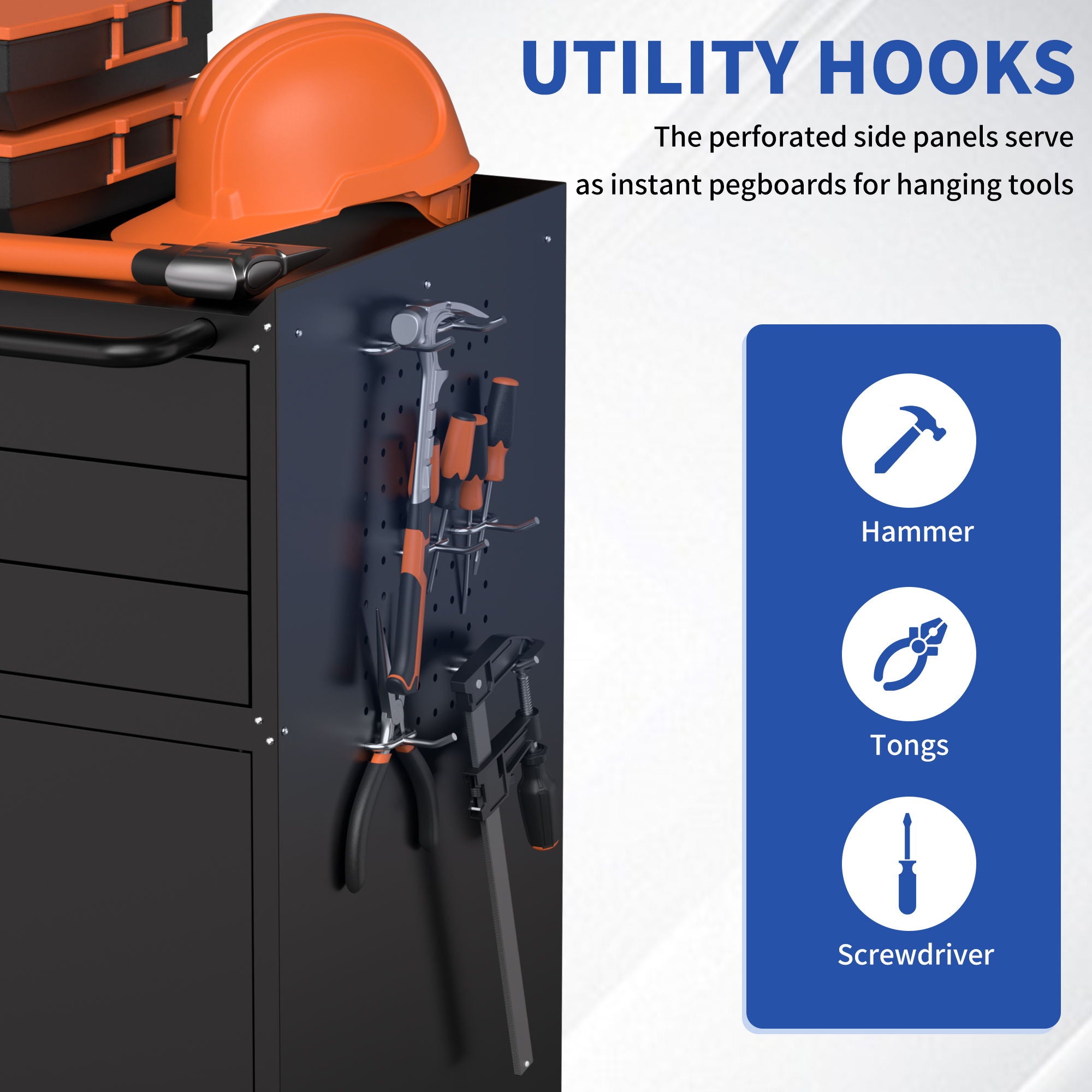 Rolling Tool Cabinet Heavy Duty Garage Storage With Lockable Doors