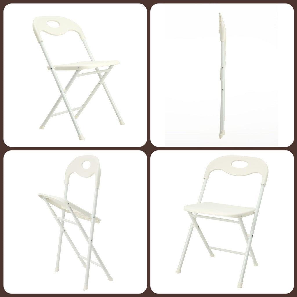 Folding Chairs, Stackable & Waterproof (Set of 4) - White